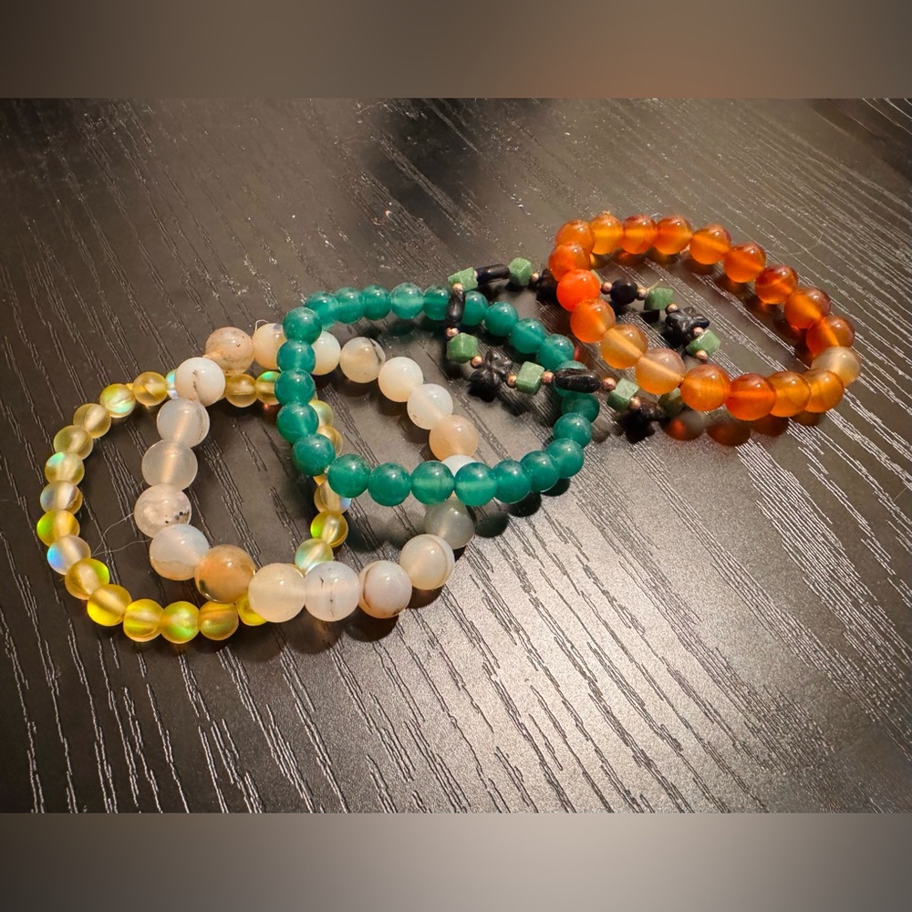5 Colorful Stone & Crystal Bracelet Set